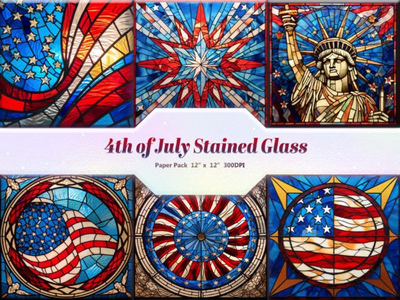 Elevate Your Patriotic Projects with 4th of July Stained Glass Digital Paper
