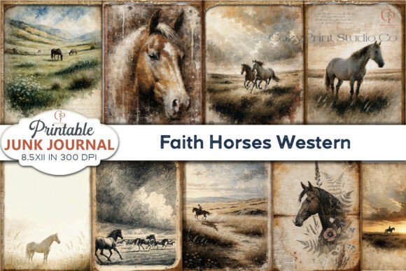 Faith Horses Western Junk Journal Pages: A Designer's Guide to Rustic Digital Crafting