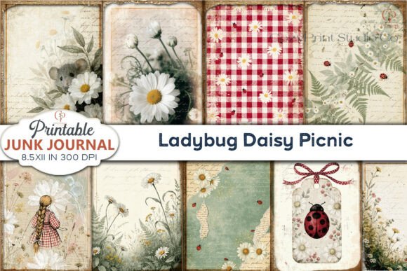 Ladybug Daisy Picnic Junk Journal Pages: Creative Uses