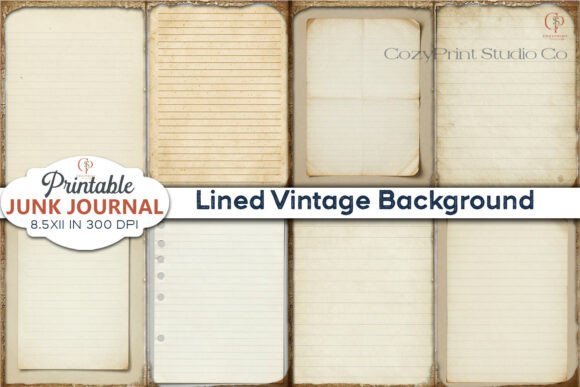 Lined Vintage Background Junk Journal: A Designer's Field Notes