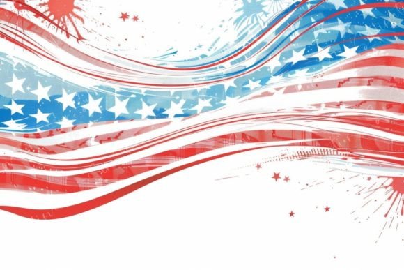 Patriotic Wave: A Dynamic Blend of Abstract Art and American Spirit