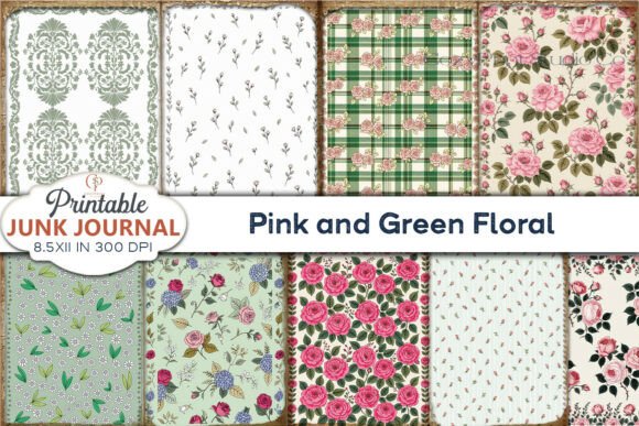 Pink and Green Floral Junk Journal Pages: A Creative Toolkit