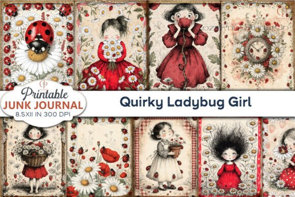 Quirky Ladybug Girl Junk Journal Pages: A Designer's Guide