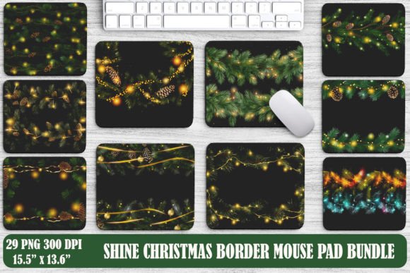 Shine Christmas Border Mouse Pad: Sparkling Xmas Art for Your Desk