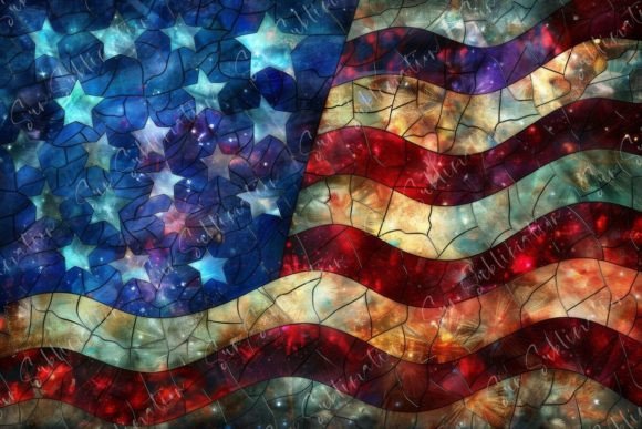 Stained Glass American Flag: Cosmic Patriotism for Bold Designs