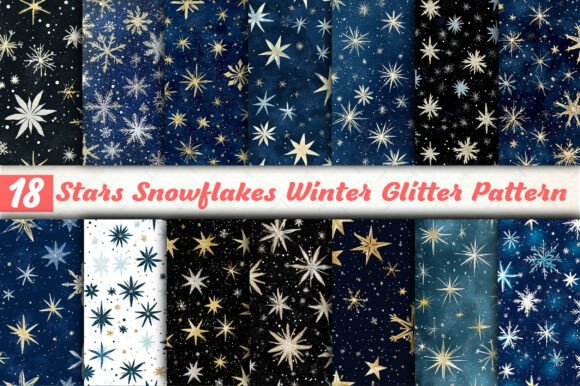 Stars Snowflakes Winter Glitter Pattern: Your Seasonal Design Toolkit