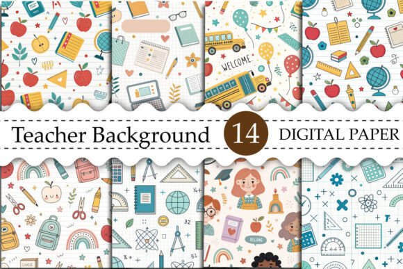 Teacher Background Digital Paper for Creative Projects