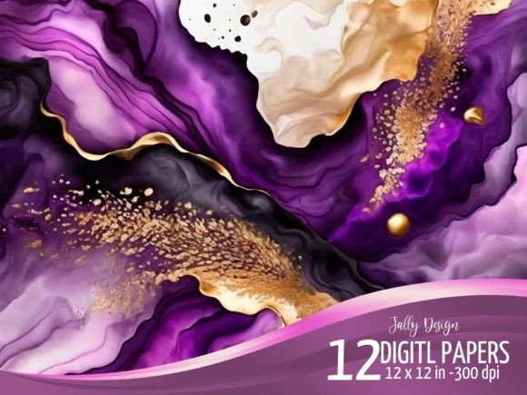 Unlocking Creativity with Purple & Black Alcohol Ink Digital Paper