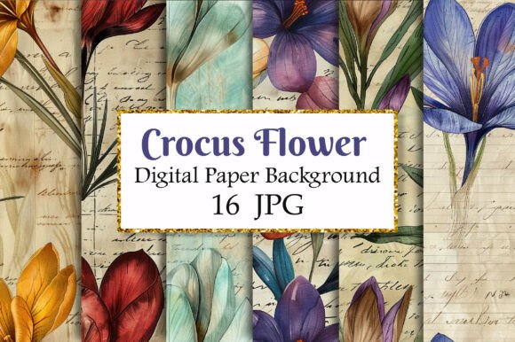 Unveiling the Charm of Vintage Crocus Flower Digital Paper