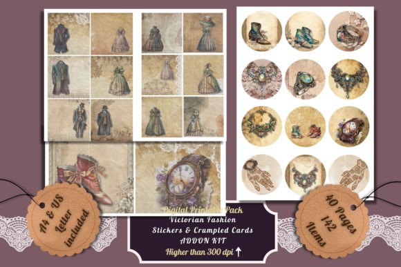 Victorian Fashion Journal Stickers & ATC: Crafting with History