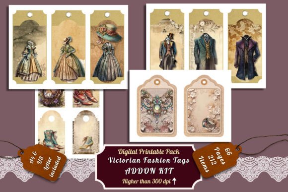 Victorian Fashion Journal Tags Pages Kit: A Design Asset Review