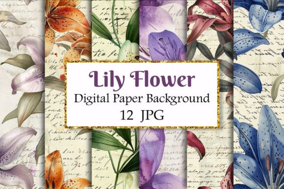 Vintage Lily Flower Digital Paper: A Designer’s Go-To Floral Asset